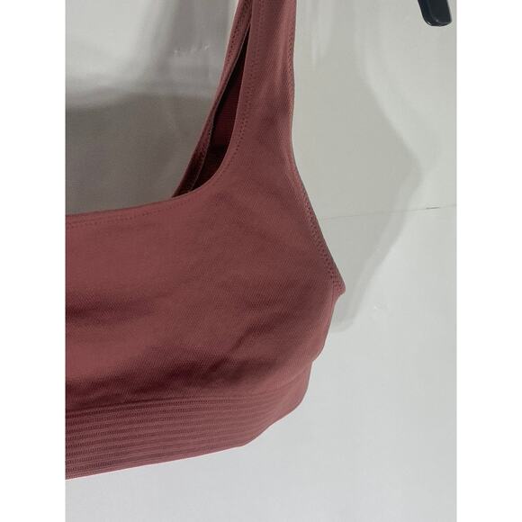 UNIQLO U Women's Pink Straight-Neck Ribbed-Hem Sport Bra SZ S - Picture 5 of 10